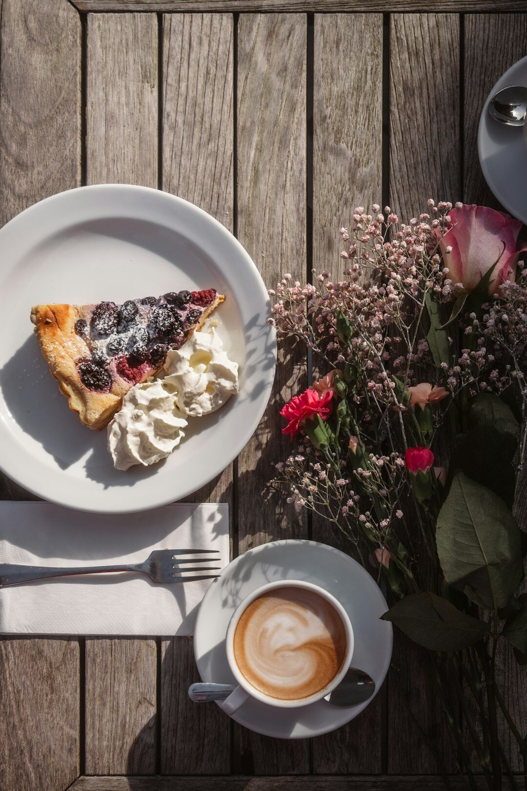 dessert on wooden table