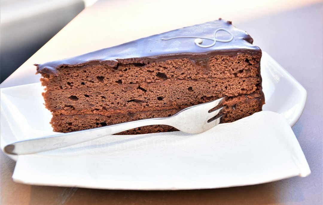 chocolate cake slice on plate