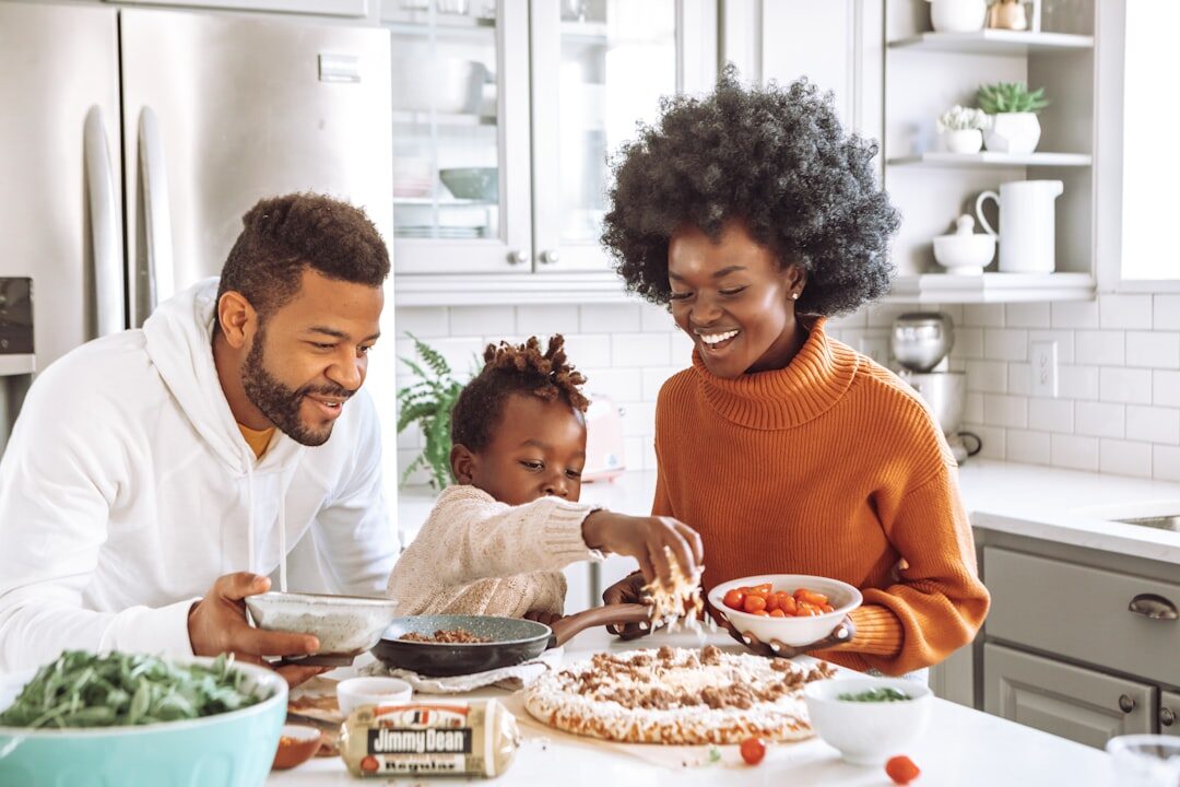family eating dinner together